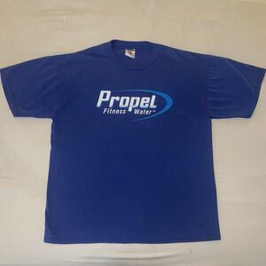 Propel Fitness Water Gatorade Vintage Y2K Graphic Front Back T Shirt Blue XL